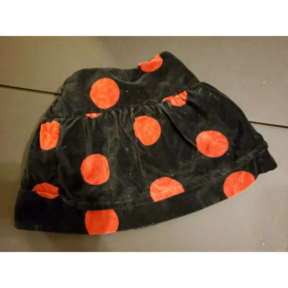 Girl's The Children's Place black red polka dot velour size 24 months skirt lini